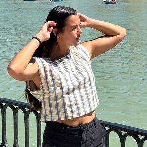 Striped Sleeveless Crop Top